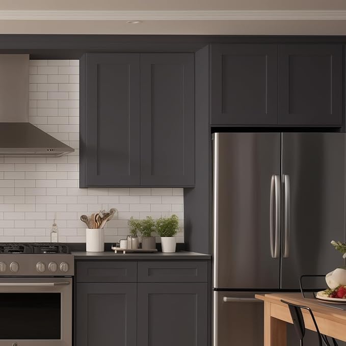 Wall-Mounted Cabinet – Solid Wood Shaker Style Medicine Cabinet with Adjustable Shelves & Soft-Close Doors for Bathroom, Kitchen, and Office Storage (Pebble Gray, 33" W x 12" D x 42" H)
