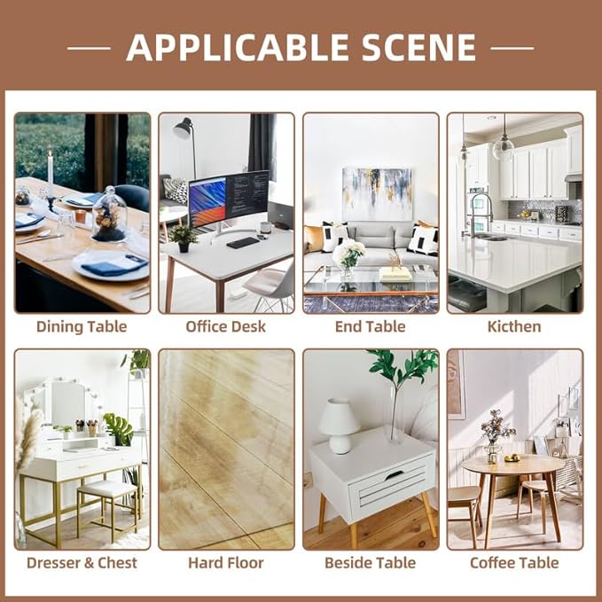 Warmstar Clear Table Cover Protector 32 x 72 Inch,1.5mm Thick Plastic Table Cover Rectangle,PVC Clear Table Protector,Desk Protector Mat for Kitchen, Dresser, Writing Desk,Dining Room Table