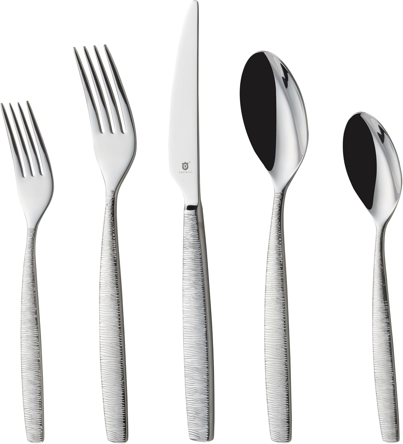 Engraved Silverware Set for 16 | 18/10 Stainless Steel Flatware with Mirror Finish and Engraved Handles | Heavy-Duty, Dishwasher Safe, Built to Last (80-Piece, Mezzano Engraved)