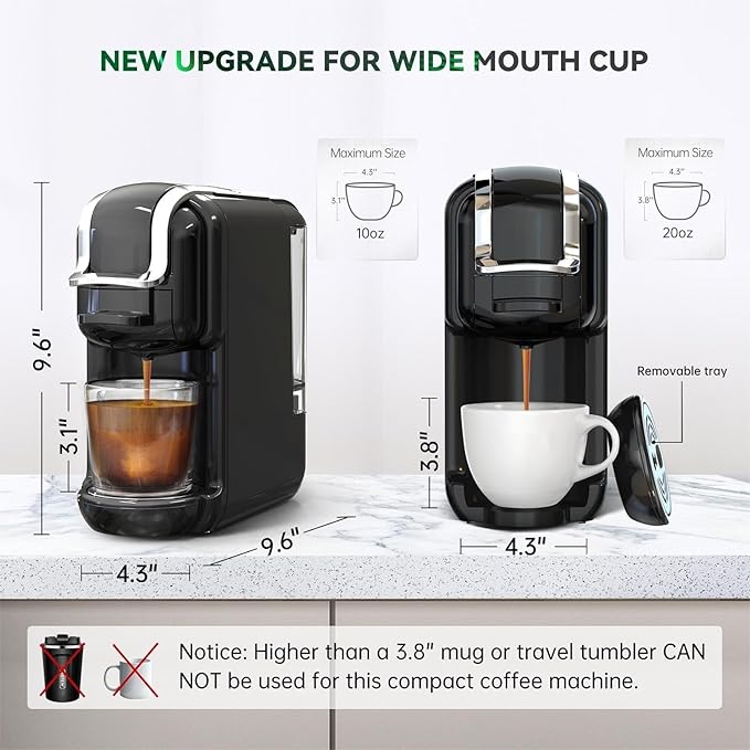 Multi-Capsule Coffee Maker, Hot/Cold Coffee Maker, Milk, ESE Pod Ground Coffee, Cafeteria, 19 Bar, 5 in 1 (Color : H2B M1A Tray BK, Size : CHINA_US)