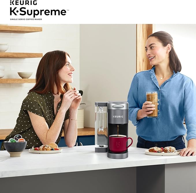 Keurig K-Supreme Single Serve K-Cup Pod Coffee Maker, MultiStream Technology, 4 Brew Sizes, 66oz Dual-Position Removable Reservoir, Gray