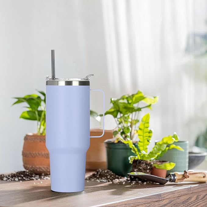 HASLE OUTFITTERS 40 oz Stainless Steel Tumbler with Handle, Vacuum Insulated Tumblers Bulk, Reusable Double Wall Travel Coffee Mug, Durable Powder Coated Water Bottle(Blue, 1)