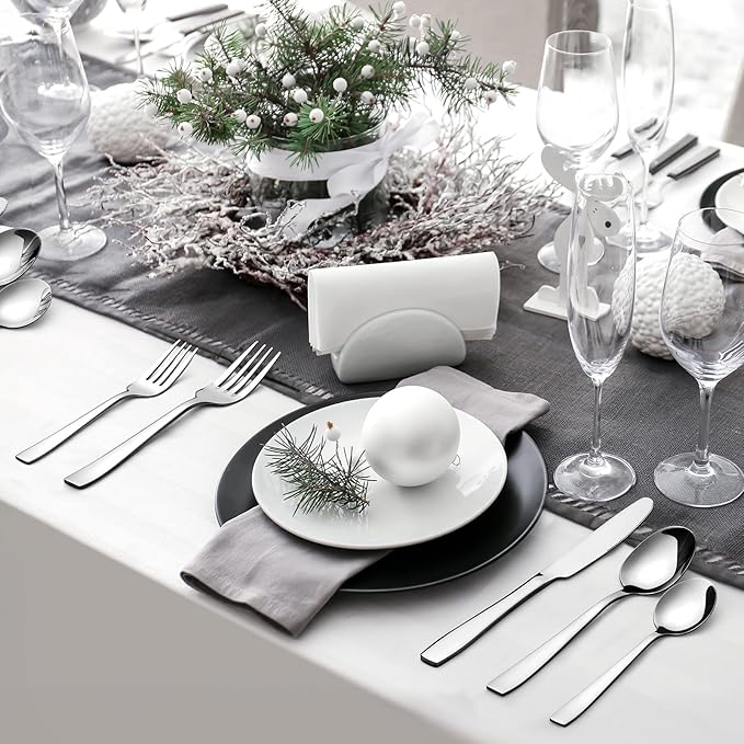 HIWARE 48-Piece Silverware Set with Steak Knives for 8, 18/8 Stainless Steel Flatware Cutlery Set For Home Kitchen Restaurant Hotel, Kitchen Utensils Set, Mirror Polished, Dishwasher Safe