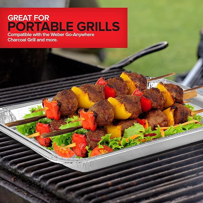 Stock Your Home Disposable Aluminum Foil Broiler Pan (10 Pack) for Oven - Durable Broiling Drip Trays with Ribbed Bottom Surface for BBQ Grill-Like Texture - 13x9 Inch Pans