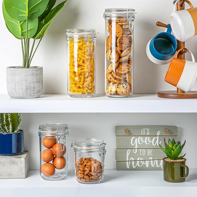 Rocco Bormioli Glass Spaghetti Jar, Fido Glass, Airtight Cap, Height 26 cm