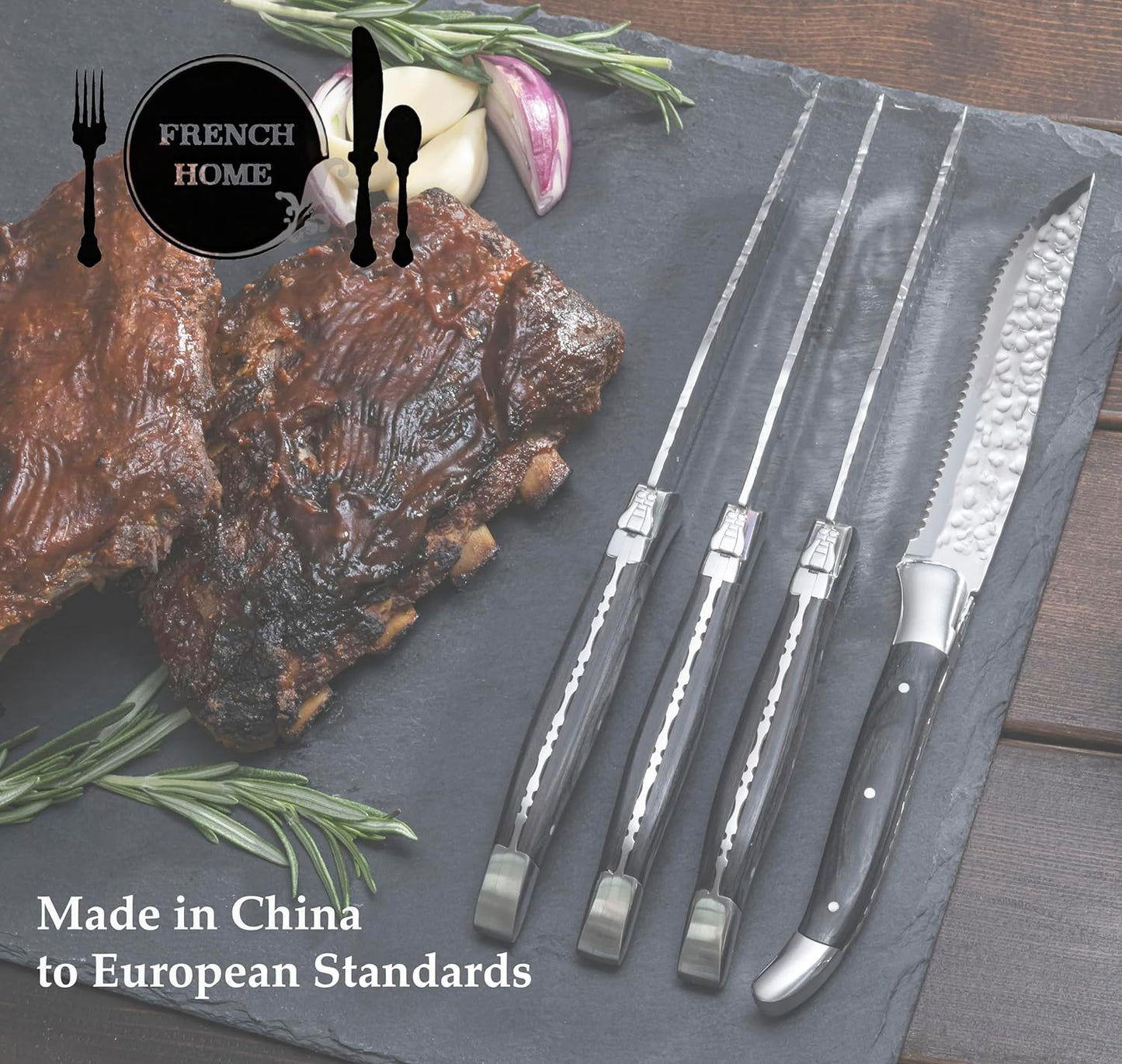 Laguiole French Home Hostess Set 5-Piece Serving Utensils Set with Slotted Spoon, Spatula, Fork, and 2 Spoons Elegant and Versatile Flatware Set