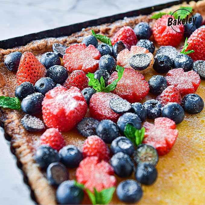Rectangle Tart Pan, 13-Inch with Removable Loose Bottom Non-Stick Oblong Quiche Bakeware for Oven Baking (Black)