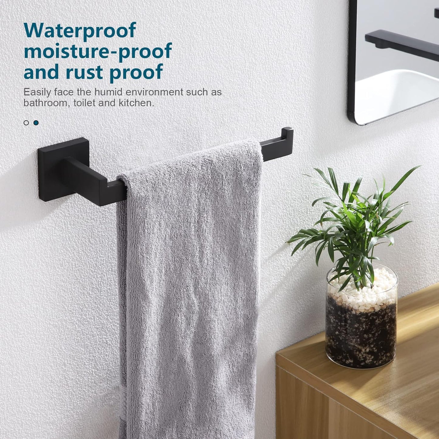 KOKOSIRI Black Towel Ring Hand Towel Racks Rods Bathroom Towel Rails Kitchen Hardware Stylish Stainless Steel, Wall Mount, B3003BK