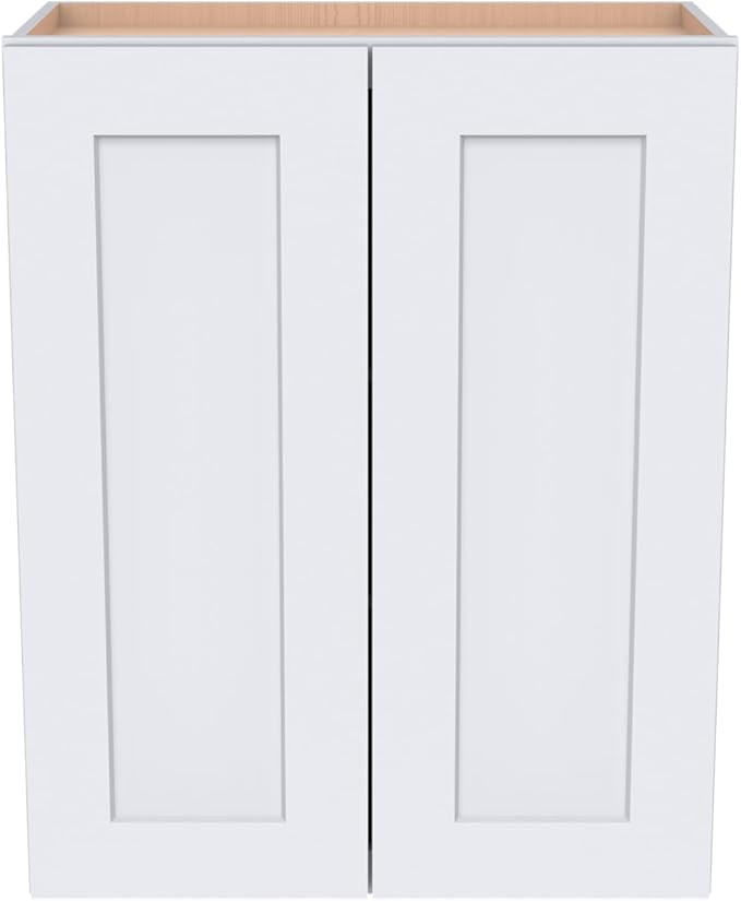 Wall-Mounted Cabinet – Solid Wood Shaker Style Medicine Cabinet with Adjustable Shelves & Soft-Close Doors for Bathroom, Kitchen, and Office Storage (White, 36" W x 12" D x 30" H)
