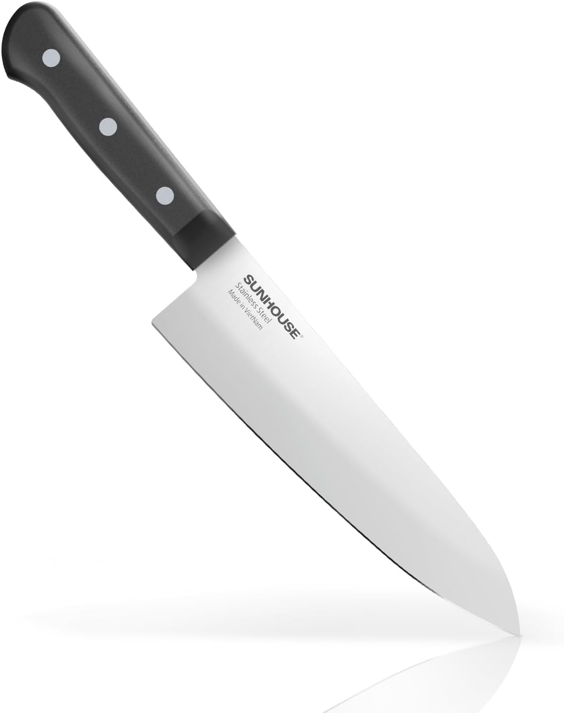 Sunhouse Chef Knife, 7.5 Inch High Carbon Stainless Steel Sharp Kitchen Knife with Ergonomic Handle, Ultra-durable 2-layer Molded Handle, A Useful Chef Gift for Mom and Dad