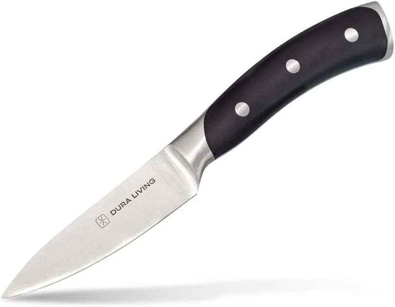 3.5-Inch Paring Knife – Ultra-Sharp German High Carbon Stainless Steel, Full Tang, Ergonomic Handle, Multipurpose Kitchen Knife for Chopping, Slicing, and Dicing, Black