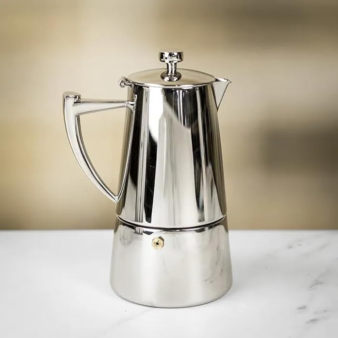 Cuisinox Roma Stovetop Espresso Maker COF-6R, Stainless Steel Coffee Percolator Stovetop, Heat-Resistant & Non-Reactive, 6-Cup Italian Espresso Maker Easy to Clean, Durable Stove Top Percolator
