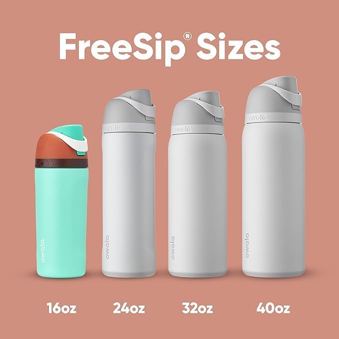 Owala FreeSip Insulated Stainless Steel Water Bottle with Straw for Sports and Travel, BPA-Free, 24oz, Foggy Tide
