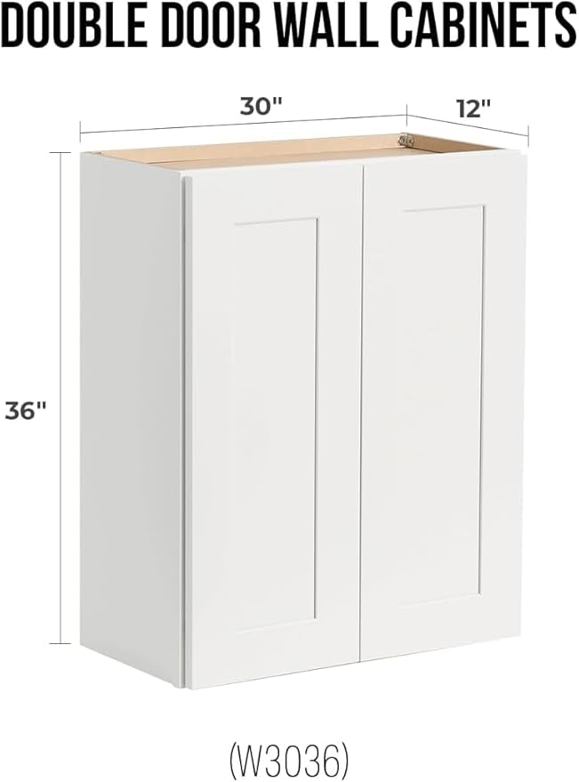 Wall-Mounted Cabinet – Solid Wood Shaker Style Medicine Cabinet with Adjustable Shelves & Soft-Close Doors for Bathroom, Kitchen, and Office Storage (White, 27" W x 12" D x 30" H)