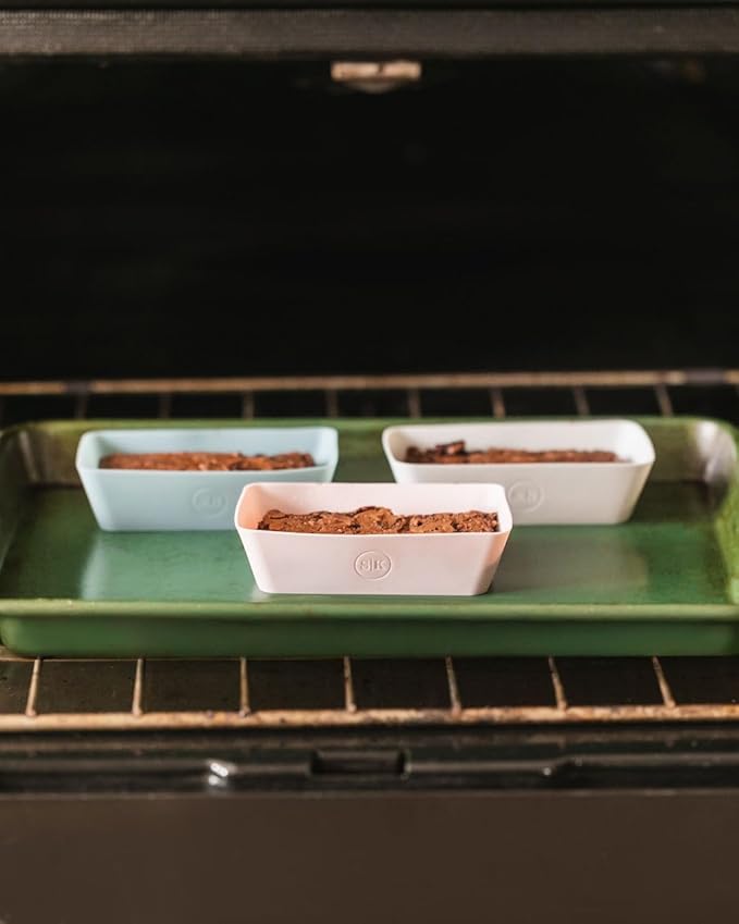 The Silicone Kitchen Silicone Individual Mini Loaf Pans - Reusable, Non-Toxic, BPA Free, Dishwasher Safe, Bento Box Accessories (12 Pack, Pink, Gray, Blue)