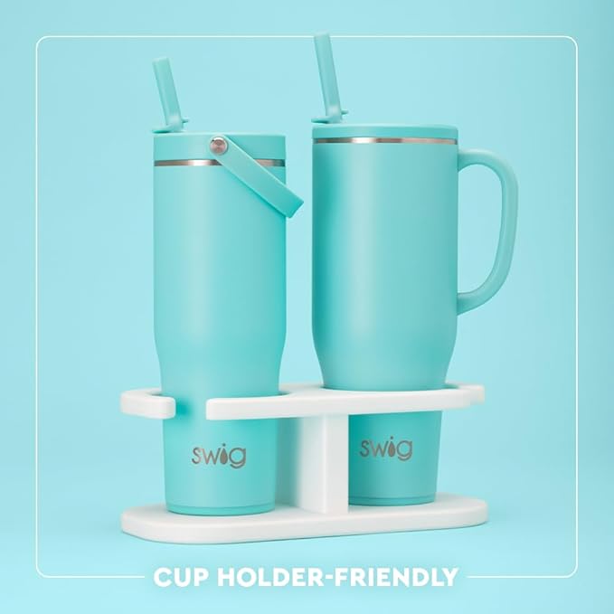 Swig Life 40oz Mega Mug, 40oz Tumbler with Handle and Straw, Extra Large Insulated Tumblers, Cup Holder Friendly Travel Mug (Strawberry Shortcake)