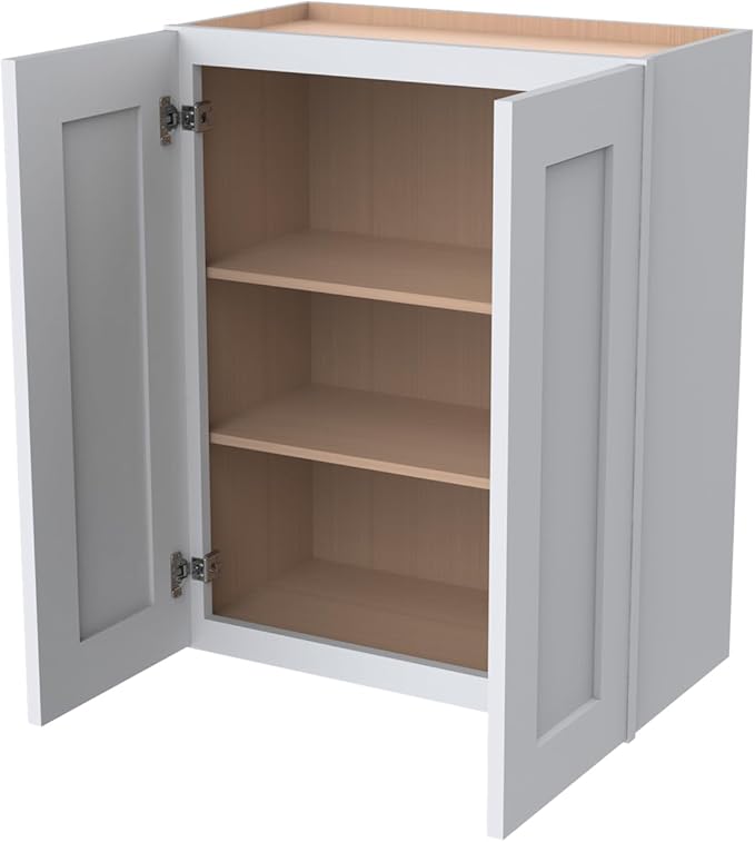 Wall-Mounted Cabinet – Solid Wood Shaker Style Medicine Cabinet with Adjustable Shelves & Soft-Close Doors for Bathroom, Kitchen, and Office Storage (White, 30" W x 12" D x 36" H)