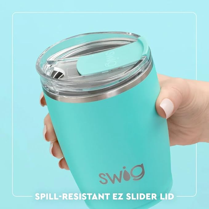 Swig Life 12oz Insulated Tumbler, Travel Coffee Tumbler with Lid, Cup Holder Friendly Travel Coffee Mug, Stainless Steel, 12 oz Reusable Insulated Coffee Mug (Saturdays in Ann Arbor)