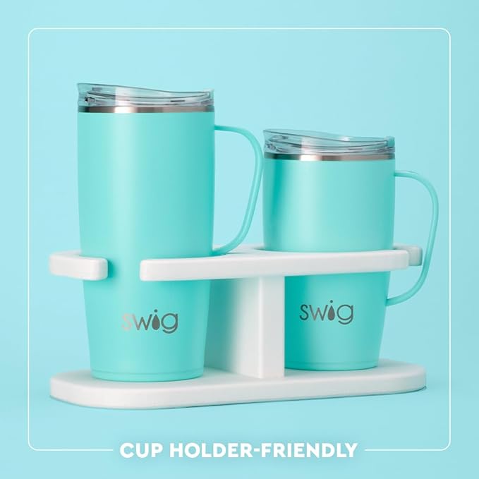 Swig Life 18oz Travel Mug, Insulated Tumbler with Handle and Lid, Travel Coffee Mug, Cup Holder Friendly, Stainless Steel 18 oz Tumbler, Reusable Insulated with Lid (Hydrangeas)