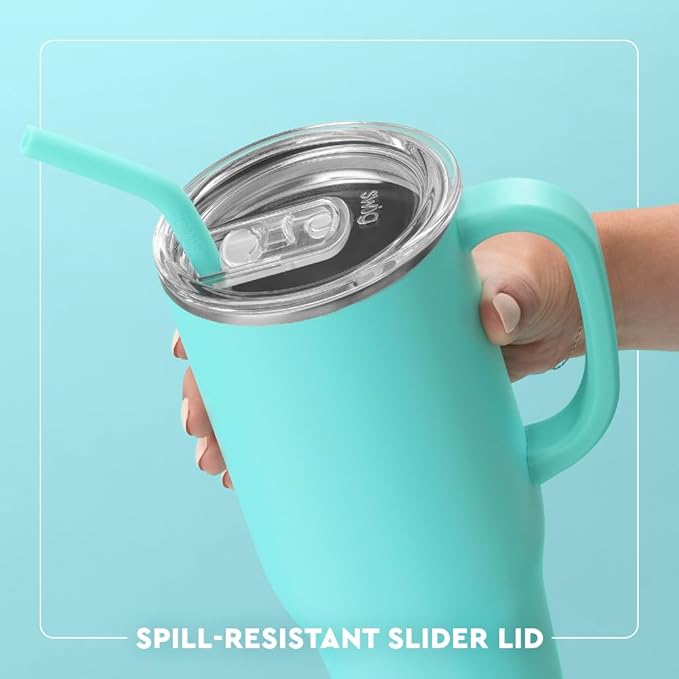 Swig Life 40oz Mega Mug, 40 oz Tumbler with Handle and Straw, Cup Holder Friendly, Dishwasher Safe, Stainless Steel, Lightweight Extra Large Insulated Glitter Water Bottle, Glitter Gifts (Confetti)