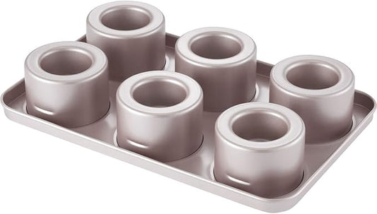 CHEFMADE Brownie Muffin Cake Pan,6-Cavity Non-Stick Bowl Pan Bakeware for Oven Baking (Champagne Gold)