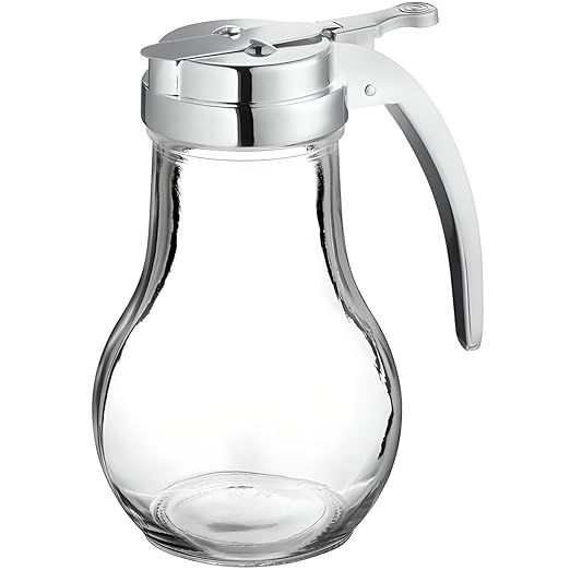 OCS Parts Syrup Dispenser with Lid and Dispensing Thumb Lever | Commercial Grade Liquid Dispensers for Home and Commercial Kitchens (1, 14 OZ)