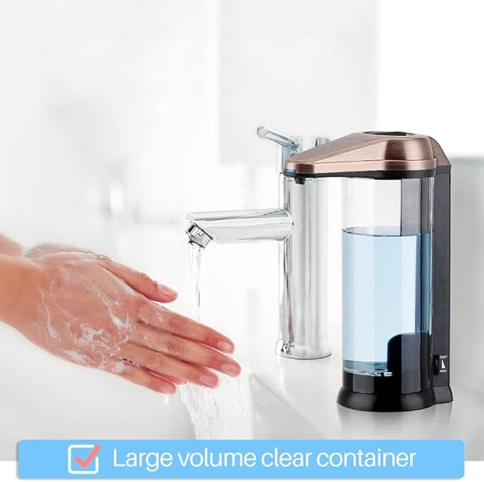 Secura 17oz Automatic Liquid Soap Dispenser, Touchless Battery Operated Hand Soap Dispenser with Adjustable Soap Dispensing Volume Control Dial, Personal Care Dispenser (Antique Copper)