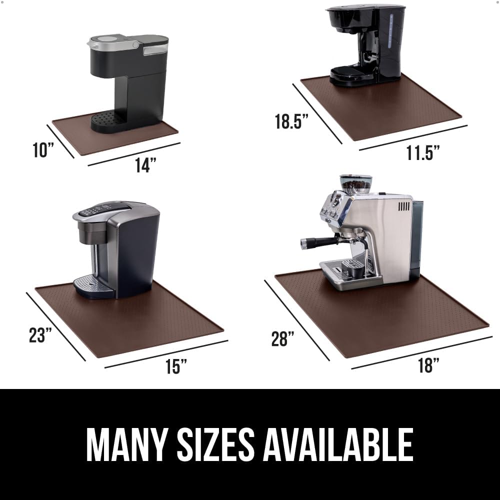 GORILLA GRIP Silicone Coffee Mat, Espresso Drink Bar Station Accessories, Waterproof Heat-Resistant Dish Drying Mats, Stay in Place on Kitchen Counter, Home Kitchen Decor Essentials, 11.5x18.5, Brown