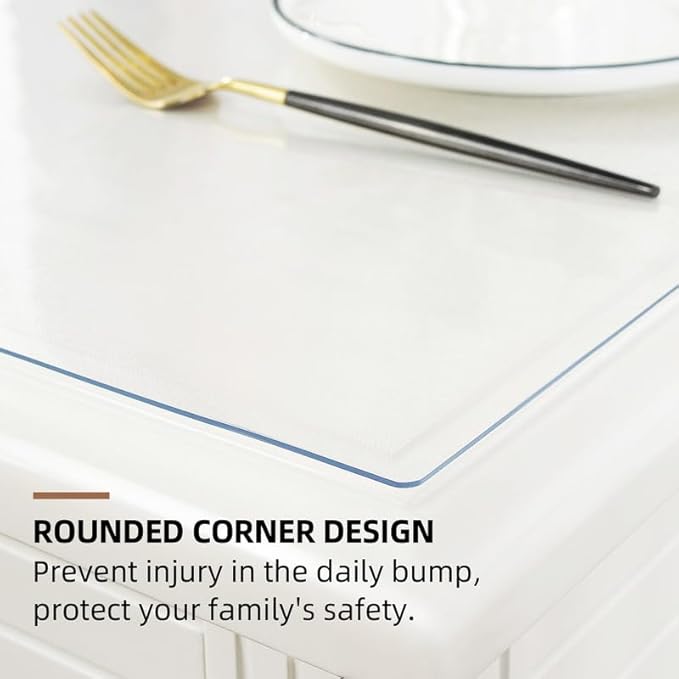 Warmstar Clear Table Cover Protector 42 x 96 Inch,1.5mm Thick Plastic Table Cover Rectangle,PVC Clear Table Protector,Desk Protector Mat for Kitchen, Dresser, Writing Desk，Dining Room Table