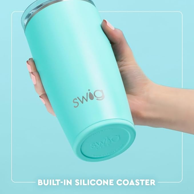 Swig Life 22oz Insulated Tumbler, Travel Coffee Tumbler with Lid, Cup Holder Friendly Travel Coffee Mug, Stainless Steel, 22 oz Tumblers, Reusable Insulated Mug with Lid (Funky Chicken)