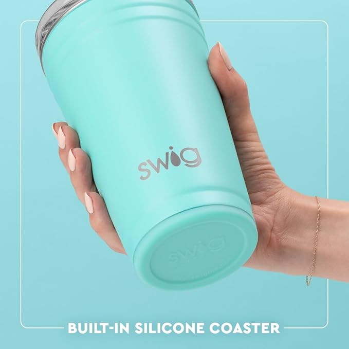 Swig Life 24oz Party Cup, Stackable Insulated Travel Coffee Tumbler with EZ Slider Lid, Cup Holder Friendly Travel, Stainless Steel 24 oz Tumbler, Reusable Mug (Rally Ready)