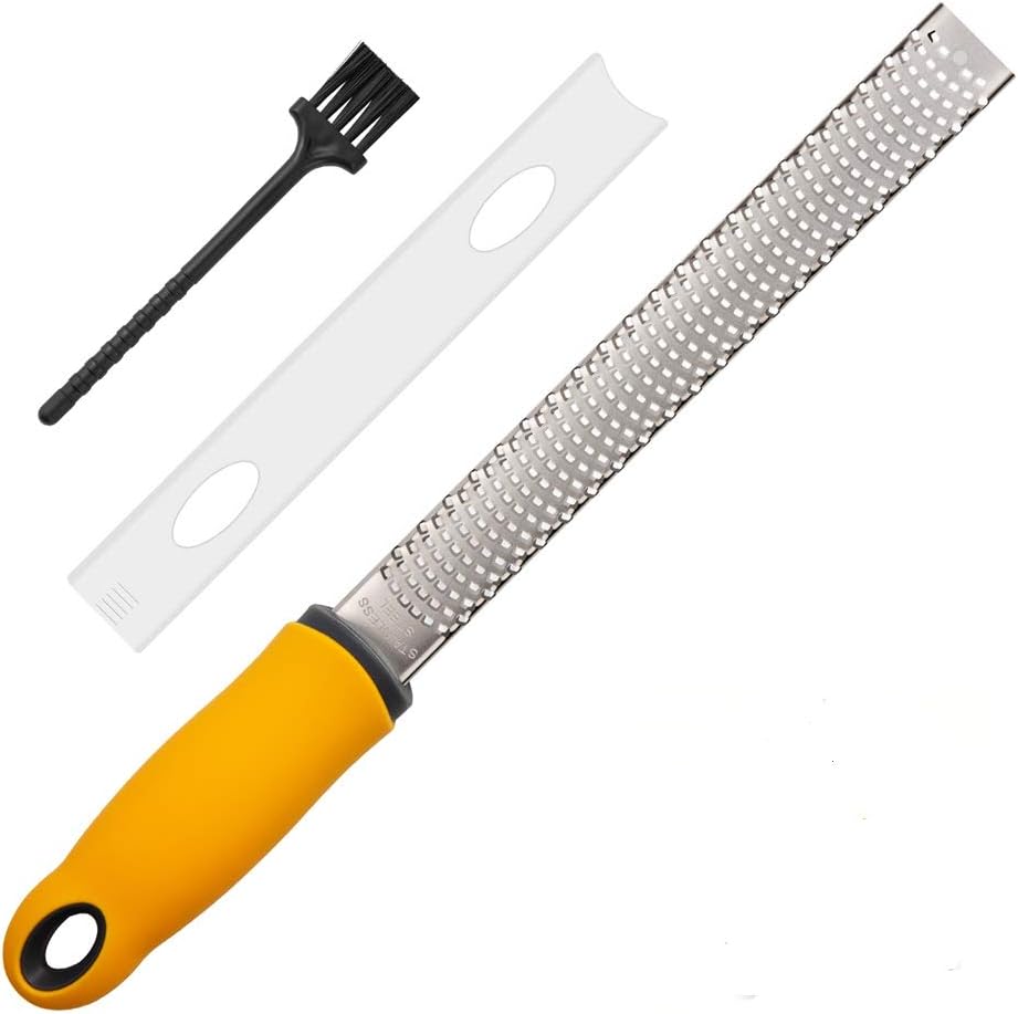 Lemon Zester, Hand Cheese Grater, Zester Grater with Handle, with Razor-Sharp Stainless Steel Blade, Protective Cover and Cleaning brush, Dishwasher Safe, by NSpring