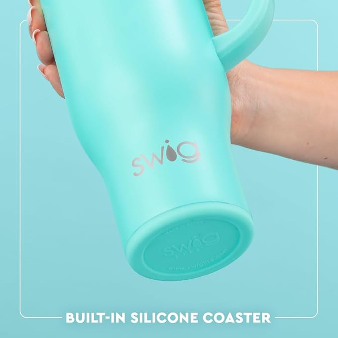Swig Life 30oz Mega Mug, 30 oz Tumbler with Handle and Straw, Cup Holder Friendly, Dishwasher Safe, Extra Large Insulated Tumbler, Stainless Steel Water Bottle (Prep Rally)