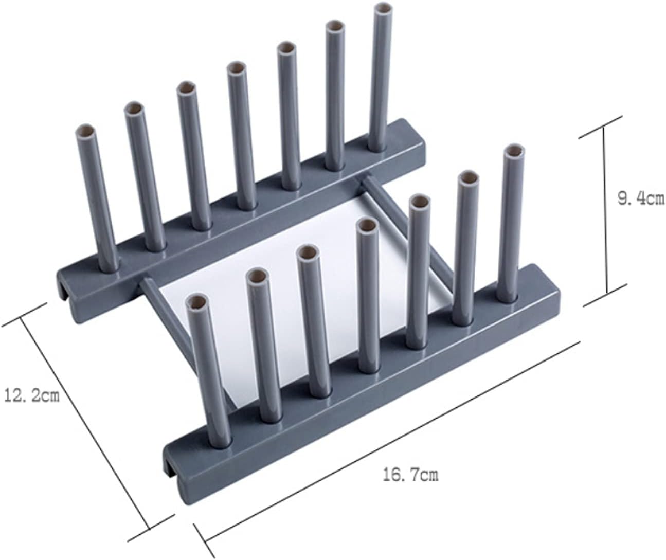 Gray Plate Racks Organizer for Cabinet, 4 Pack Plastic Plate Rack Stand Keep Dry for Dish, Bowl, Cutting Board, Bakeware, Serving Tray and More, Desk Mail Sorter Organizer 6 Slots Removable