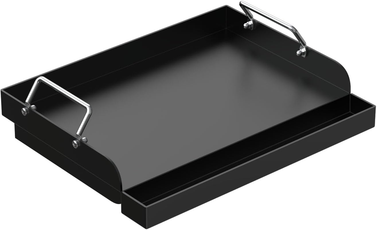 Nonstick Grill Griddle for Most Gas Grill 17" x 13" Universal Flat Top Cooking Plate Insert for Charcoal/Gas/Electric Oven with Grease Groove and Removable Handles