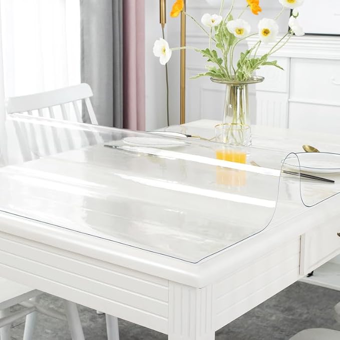 Warmstar Clear Table Cover Protector, 38 x 78 Inch, 1.5mm Thick PVC, Rectangle/Square, Heat Resistant, Tablecloth