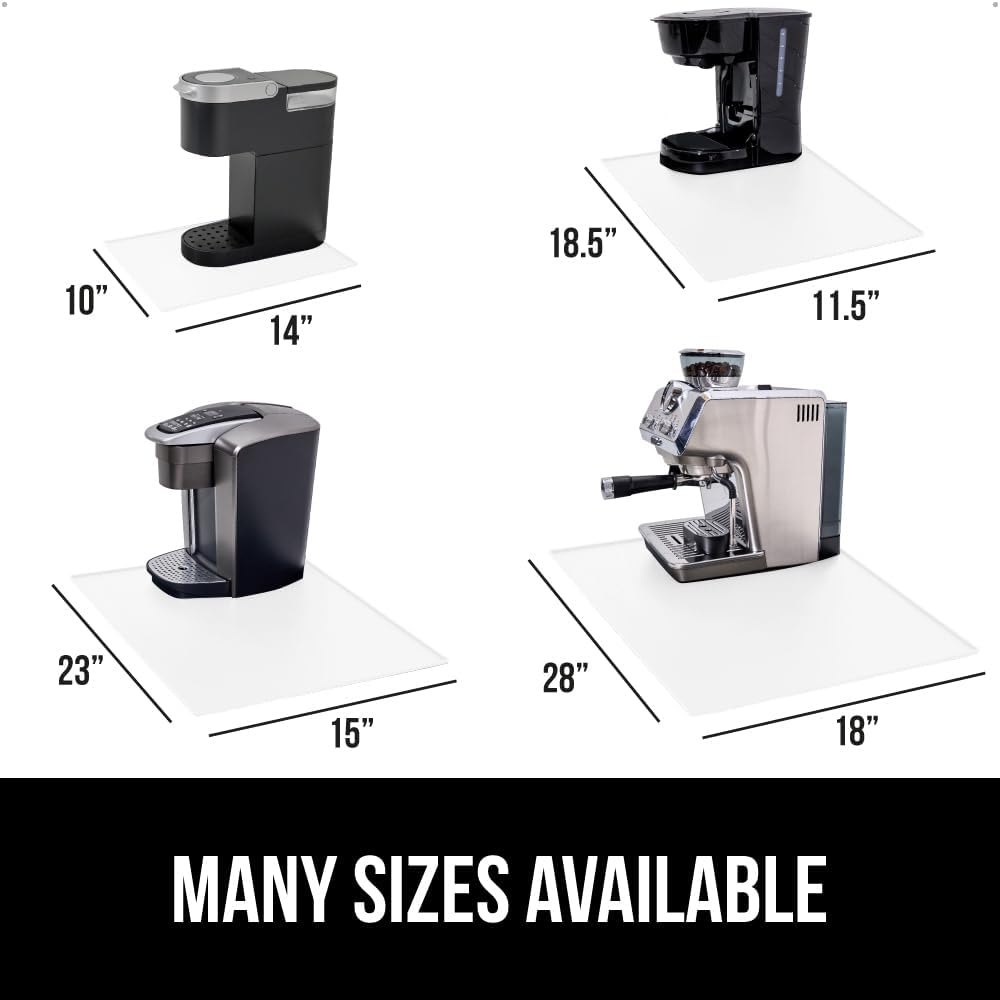 GORILLA GRIP Silicone Coffee Mat, 15x23, Espresso Drink Bar Station Accessories, Use Under Machine, Waterproof Heat Resistant Multi-Use Dish Drying Mats, Stays in Place, Kitchen Home Decor, White
