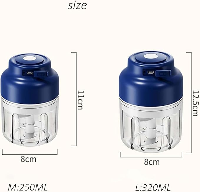 Household Electric Garlic Crusher, Electric Garlic Chopper, Mini Portable Veggie Chopper with 4/6 Stainless Steel Blades, Wireless Rechargeable Food Cutter for Garlic, Onion, Chili (Green,250ML)