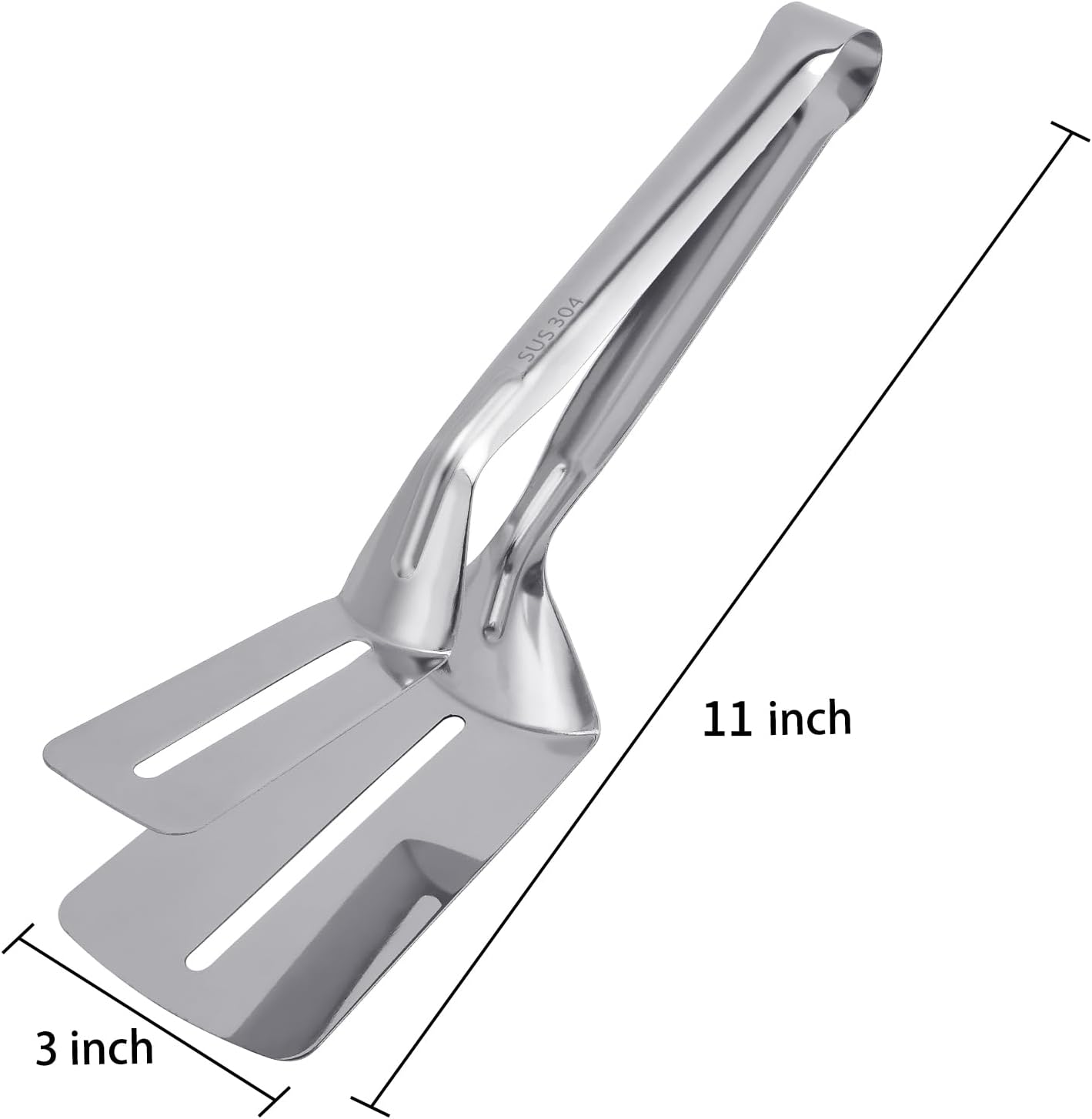 Steak Clamps, 3-in-1 Cooking Tong, Double Sided Spatula, 10 inch Multifunctional Stainless Steel Food Flipping Spatula Tongs Clip for Beefsteak Bread Hamburger BBQ Meats Pizza Pies Bread Fish (2 Pack)