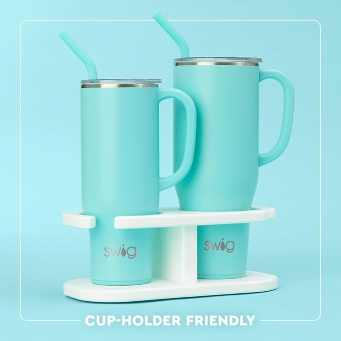 Swig Life 40oz Mega Mug, 40 oz Tumbler with Handle and Straw, Cup Holder Friendly, Dishwasher Safe, Extra Large Insulated Tumbler, Stainless Steel (Holly Jolly)