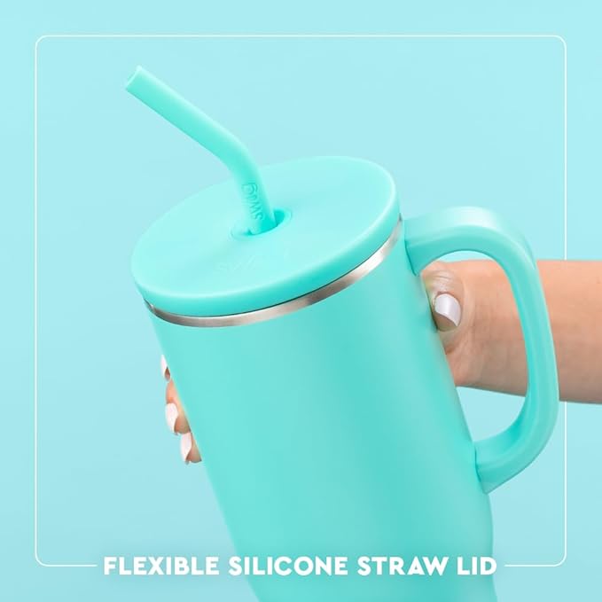Swig Life 40oz Mega Mug, 40oz Tumbler with Handle and Straw, Extra Large Insulated Tumblers, Cup Holder Friendly Travel Mug (Mardi Gras Bows)