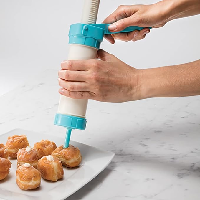 Hutzler 23pc Easy Action Cookie Press and Food Decorator Set - For Simple Decorating of Appetizers and Desserts