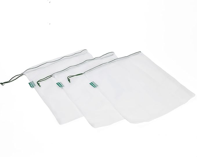 Earthwise Reusable Mesh Produce Bags - Washable Set of 9 Premium Bags, TRANSPARENT Lightweight, Strong SEE-THROUGH Mesh for shopping, transporting and storing fruits and veggies.