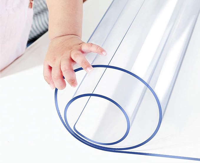 Wadrac Multi-Size Clear Plastic Tablecloth Rectangle Table Protector Eco Thicken Protective Desk Cover Waterproof Wipeable Tablecloth Roll Easy Clean PVC Vinyl Dining Tabletop Protection Pad 38x63 in