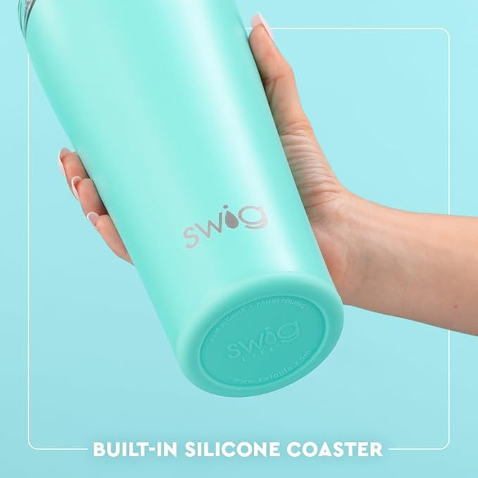 Swig Life 32oz Insulated Tumbler, Travel Coffee Tumbler with Lid, Cup Holder Friendly Travel Coffee Mug, Stainless Steel, 32 oz, Reusable Insulated Mug with Lid (Holy Cow)