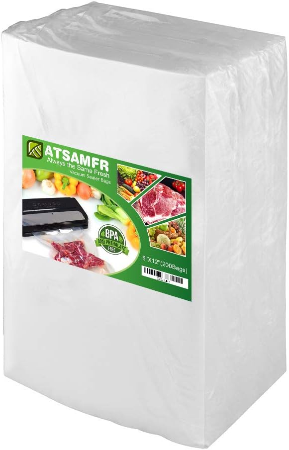 200 Count Quart 8x12Inch Vacuum Sealer Bags with BPA Free,Heavy Duty,Great for Vac storage or Sous Vide Cooking