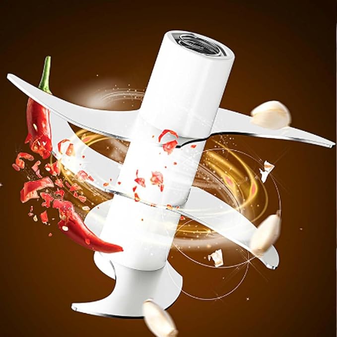 Electric Garlic Chopper, Mini Portable Veggie Cutter with 4/6 Stainless Steel Blades, Portable Wireless Rechargeable Mini Electric Garlic Food Chopper for Garlic, Onion, Chili, Nuts (2PCS-A,320ML)