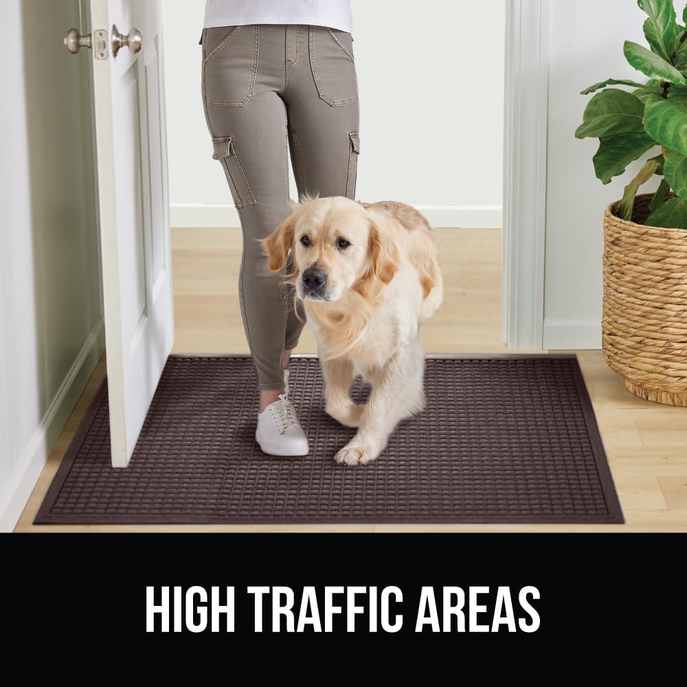 GORILLA GRIP Front Door Mat, 47x35, Indoor Outdoor Ultra Absorbent HydroAbsorb Doormat, Absorbs Up to 6 Cups of Water, Stain and Fade Resistant, Rubber Backing Doormats, Captures Dirt, Coffee