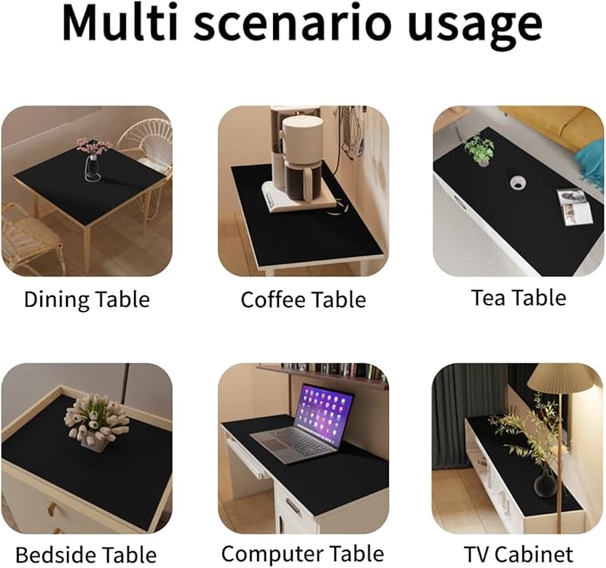 Dining Room Table Cover - 48x84 Inch Waterproof Easy to Clean Can Conceal Flaws Protector The Table Top from Scratches Used for Dining (Black+Black 48x84)