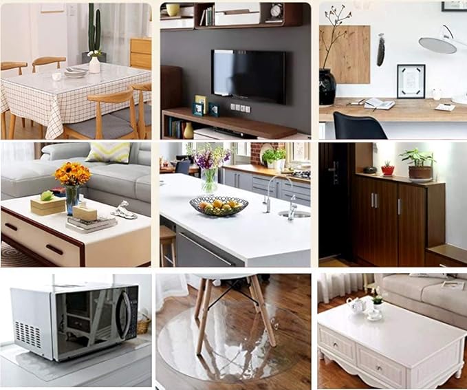 NECAUX Custom 36 x 98.5 Inch Clear Table Cover Protector, 1.5mm Thick Wood Grain Transparent Table Pad Non-Slip Tablecloth Protector for 9 Foot Plastic Protective Dining Room Table, Meeting Table